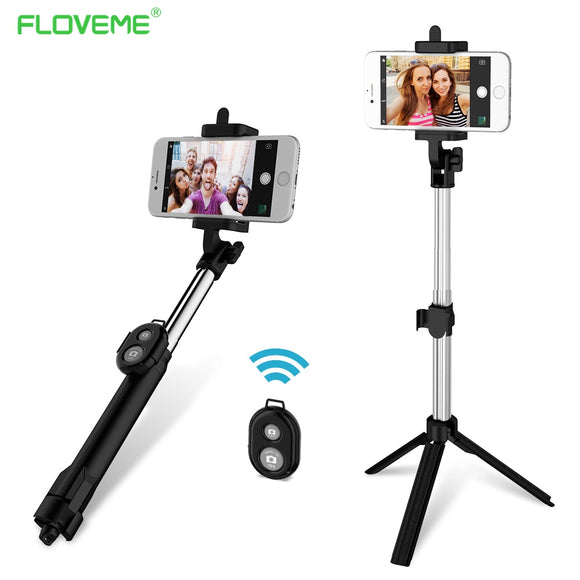 FLOVEME Foldable Mini Selfie Stick Self Bluetooth Selfie Stick+Tripod+Bluetooth Shutter Remote Controller for iPhone Android