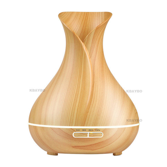 400ml Aroma Essential Oil Diffuser Ultrasonic Air Humidifier with Wood Grain 7 Color Changing LED Lights for Office Home