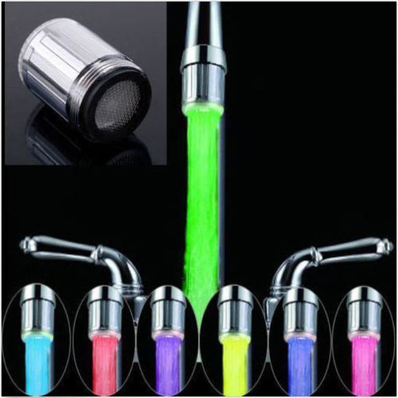 LED Water Faucet Stream Light 7 Colors Changing Glow Shower Tap Head Kitchen Pressure Sensor Bathroom Faucets Taps Accessory New