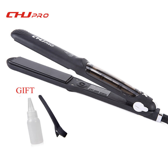 Hair Straightener Ceramic Steam Flat Iron Vapor Plate Wet/Dry Led Ferro Hair Iron Steamer Styling Tool