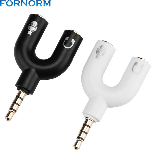 3.5mm Stereo Audio Adapter Earphone Connector Headphone Y Splitter 1 Male to 2 Female with Microphone port for Smartphone Tablet