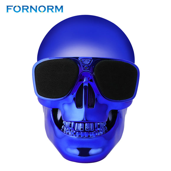 Fornorm Portable Skull Shape Bluetooth Speaker With Microphone Rechargeable Stereo Music Player For Computer Iphone Smartphone