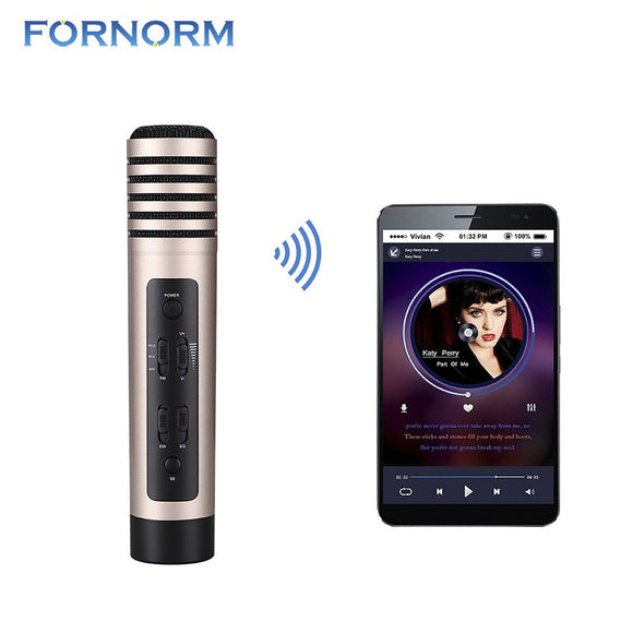 FORNORM Wireless Karaoke Microphone Professional Handheld Microphone Bluetooth Speaker For Car Smartphone Speaker PC Or Tablet