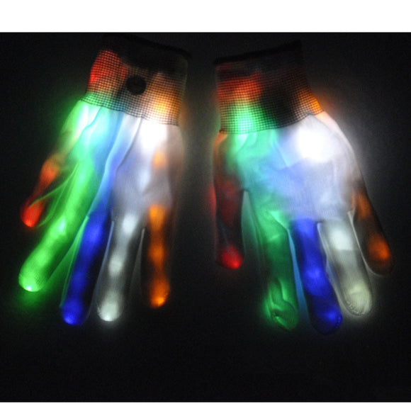 1Pair LED Luminous Gloves Flashing Glow Cool Light Finger Gloves for Halloween Glow Party Supplies 2017