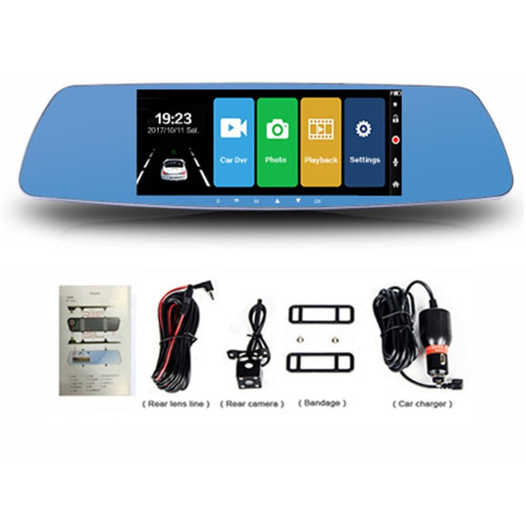 7 Inch Car DVR Full HD 1080P Dual Lens Camera Rearview Mirror Video Recorder Dash Cam Auto Camera Recorder Touch Screen