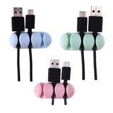 2Pcs Office Desk Cable Organizer Adhesive Silicone Wire Lead USB Charger Cord Winder Home Table Storage Holder Accessory Supply