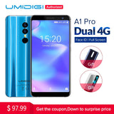 Umidigi A1 Pro Global Version Dual 4G LET Smartphone 18:9 Full Screen 3GB+16GB 3150mAh Android 8.1 Face ID 13MP MT6739 Cellphone