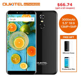 Oukitel C8 5.5 Inch 18:9 HD Screen Mobile Phone MTK6580A Quad Core 2GB RAM 16GB ROM 13MP Android 7.0 3000mAh Touch ID Cellphone