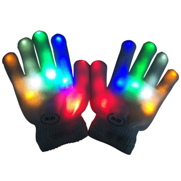 New Kids Fingertip LED Gloves Rainbow Flash Light Glow Stick Gloves Mittens