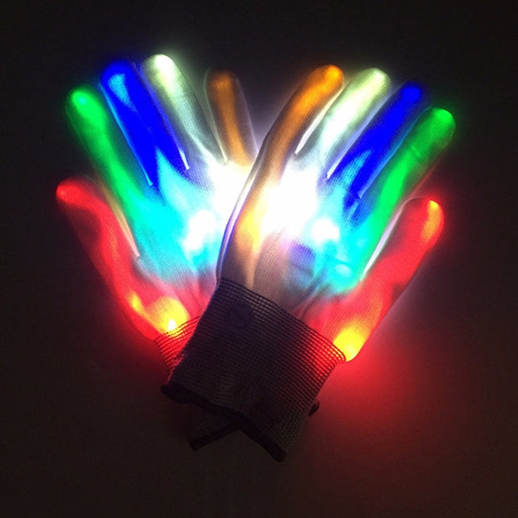 Creative Colorful LED Luminous Finger Gloves Glowing in the Dark Lighting Flashing Camping Hiking Lights Luminous Gloves Supplie