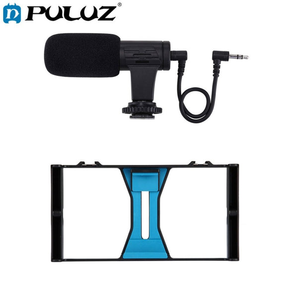 PULUZ 2 in 1 Live Broadcast Smartphone Video Rig With Microphone Kits Set For Mobile Phone Cellphone Handheld Steady Shots