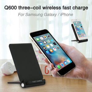 Portable Home Travel Q600 Charging Stand with LED Light Plastic Smartphone Accessories Phone Stand Qi Wireless Charger