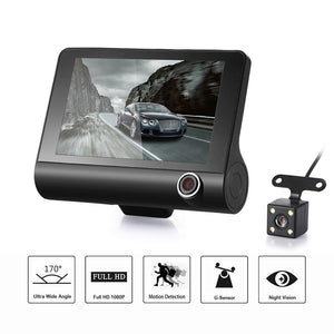 4 Inch 1080P Three Lens Car DVR Dash Cam Camera Camcorder