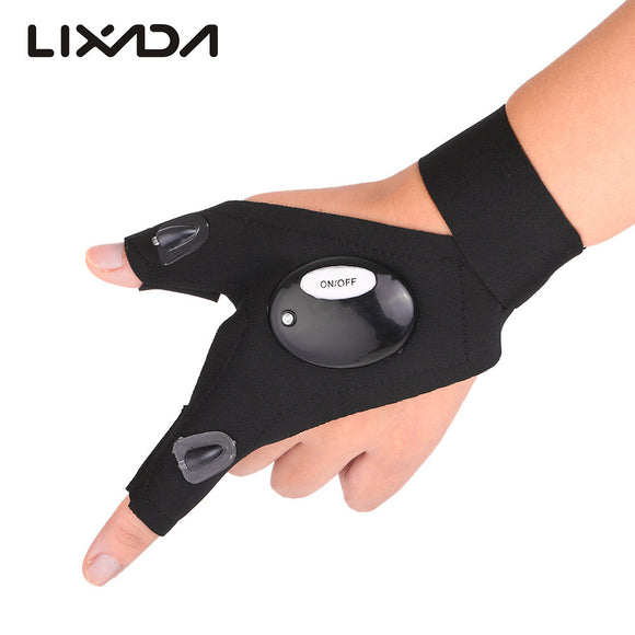 LED Light Glove Fingerless Lighting Glove Outdoor Lighting Flashing Glove for Camping Hiking Repairing