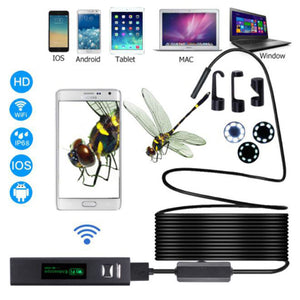 Wireless USB Endoscope IP68 Waterproof 1200P HD WiFi Borescope Inspection Camera for Android Smartphone iPhone Samsung Tablet