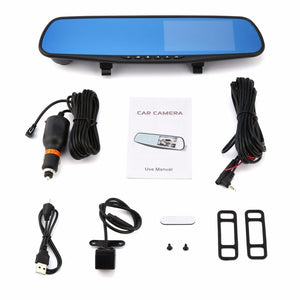 Car DVR Mirror Dual Camera 4.3" Dual Lens Dash Cam Recorder Full HD 1080P Rearview Cameras Parking Rear View Video Camcorder Hot