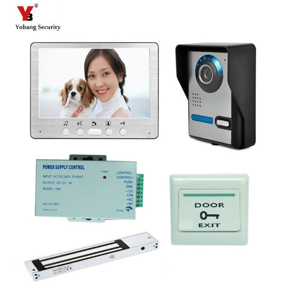 Yobang Security Freeship 7'' Wired Video Door Phone System video Intercom Doorbell Indoor Monitor  Waterproof Outdoor IR Cam