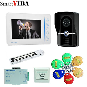 SmartYIBA 7" Wired Video Intercom video door phone doorphone doorbell intercom system for home apartment waterproof IR door cam