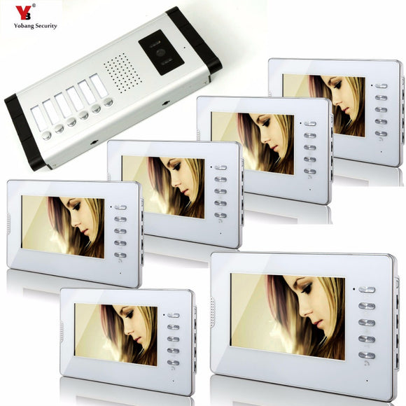 YobangSecurity 7 Inch TFT 2 Monitors Video Door Phone Doorbell Intercom Kit 1-camera 6-monitor Night Vision with HD 700TVL Cam