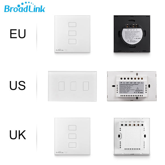 Broadlink TC2 3Gang EU US UK Touch Light Switch Wireless Remote Wifi Switch 3G 4G Remote Control Switch For Smarthome Automation