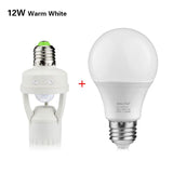 PIR Infrared Motion Sensor LED lamp light Switch Holder + E27 12W 220V LED Bulb Kit For Stair Hallway lighting