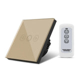 Touch Screen Sensor LED light Switch 220V LED Dimmer Waterproof EU UK Standard Power Wall Touch Switch With RF Remote Control
